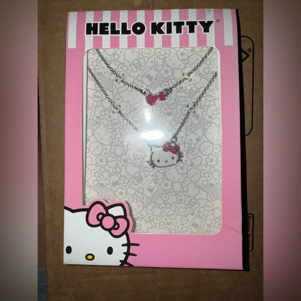 Sanrio Girl's/Tween Hello Kitty Silver-Tone Enamel Hearts Double Necklace